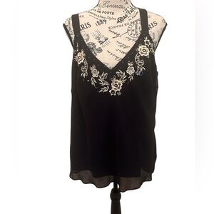 R&M Richards Black Floral Camisole